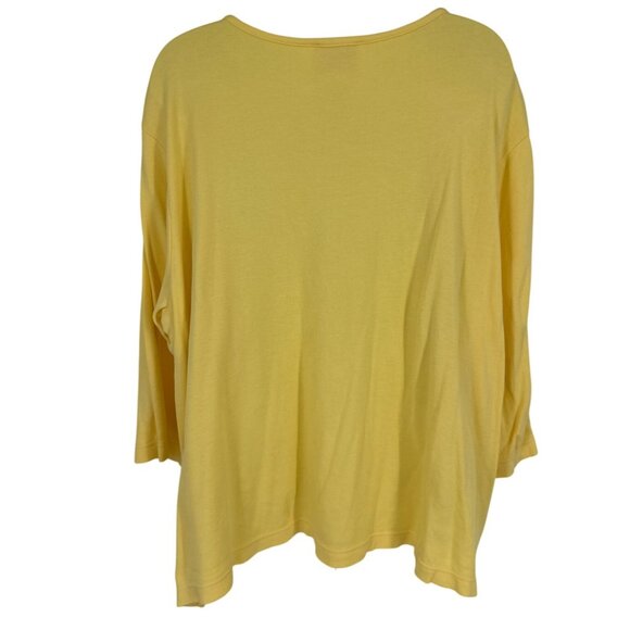 Quacker Factory Yellow Scoop Neck Top W/ Rhinestone & Grommet Design Size 2X - Picture 7 of 10
